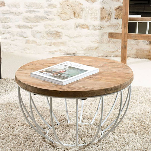 Table basse coque blanche 60 x 60 cm - Goran