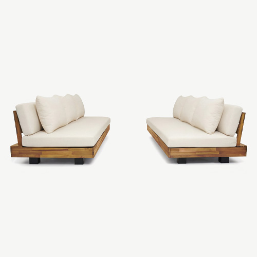 Salon de jardin 6 places en bois FSC - 2 Canapés 3 pl. - beige - Capri