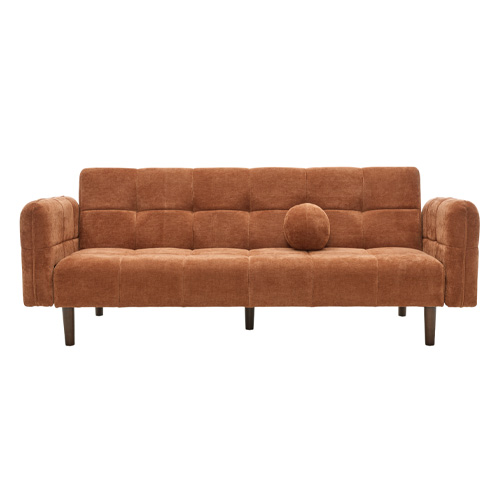 Canapé convertible 3 places en tissu chenille terracotta - Pavia