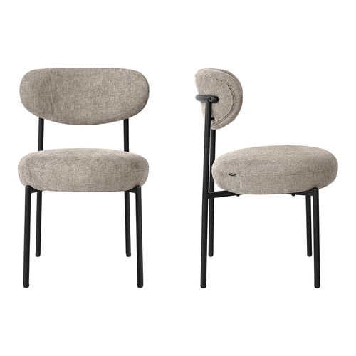Lot de 2 chaises de salle à manger en tissu chenille taupe - Orla