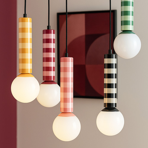 Suspension en métal rayée rose foncé - Rayado