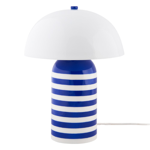 Lampe à poser champignon rayée bleu électrique - Rayado Retro