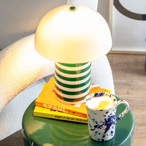 Lampe à poser champignon rayée vert - Rayado Retro