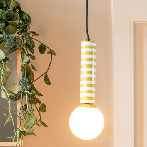 Suspension en métal rayée jaune - Rayado Retro