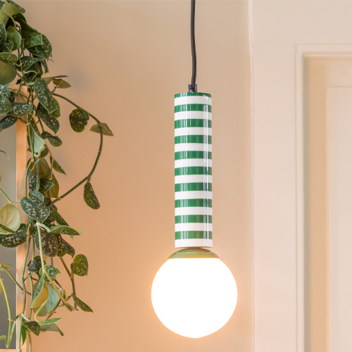 Suspension en métal rayée vert - Rayado Retro