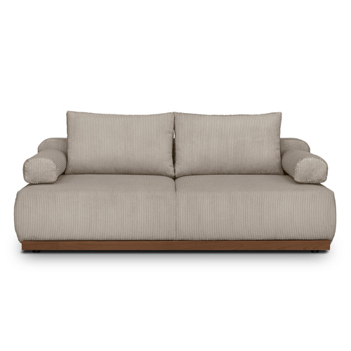 Canapé convertible 3 places avec coffre de rangement en velours côtelé taupe - ouverture rapide - Auteuil