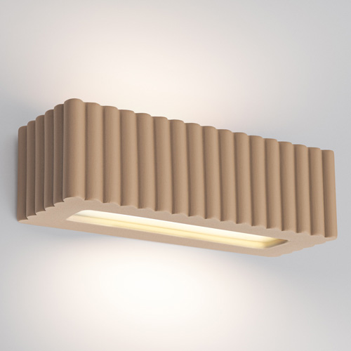 Applique rectangulaire en céramique cannelée taupe - Rigata