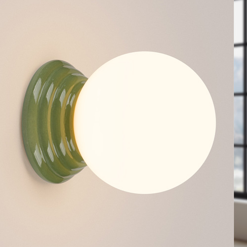 Applique murale en céramique vert et globe en verre - Zori