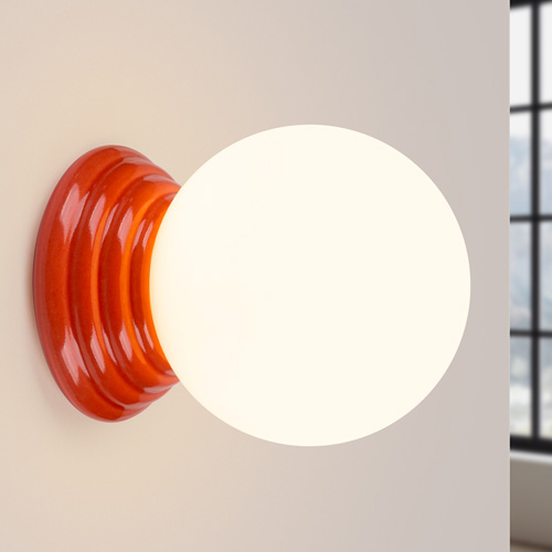 Applique murale en céramique pêche et globe en verre - Zori