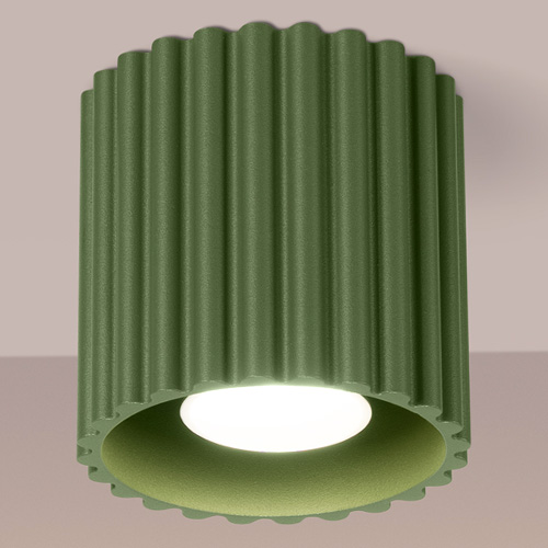 Plafonnier cannelé vert olive - Aura
