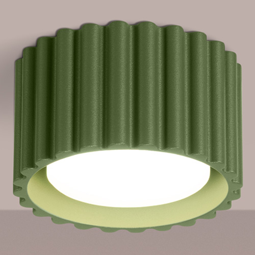 Plafonnier cannelé vert olive - Aura