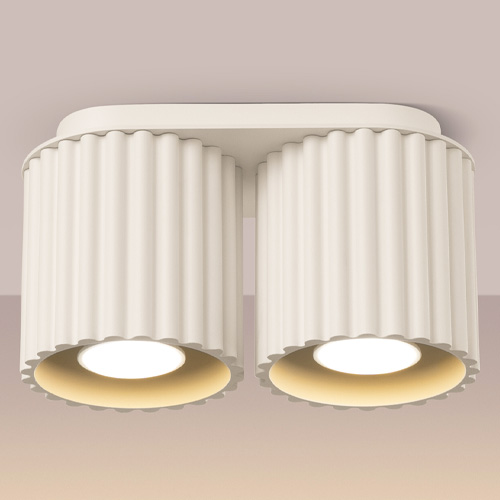 Plafonnier cannelé 2 lumières beige - Aura