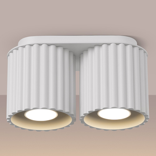 Plafonnier cannelé 2 lumières blanc - Aura