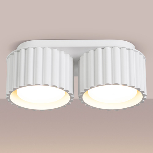 Plafonnier cannelé 2 lumières blanc - Aura