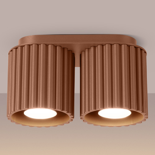 Plafonnier cannelé 2 lumières moka - Aura