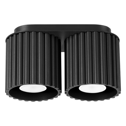 Plafonnier cannelé 2 lumières noir - Aura