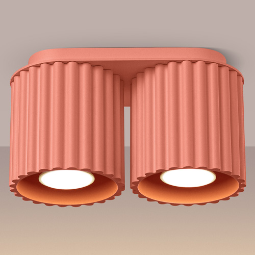 Plafonnier cannelé 2 lumières pêche - Aura