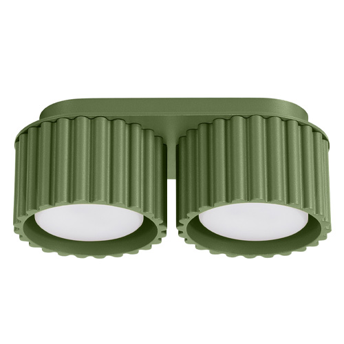 Plafonnier cannelé 2 lumières vert olive - Aura