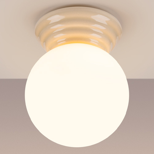 Plafonnier en céramique et globe en verre beige - Zori