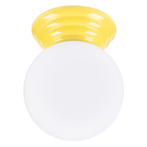 Plafonnier en céramique et globe en verre jaune - Zori