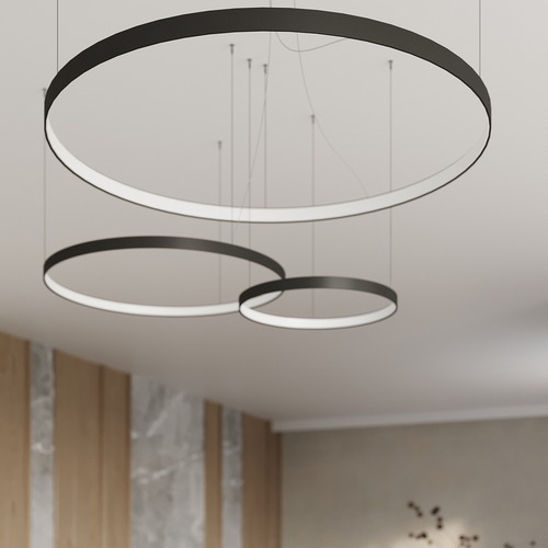 Suspension ronde noire à Led 55 cm - 4000K - Rio