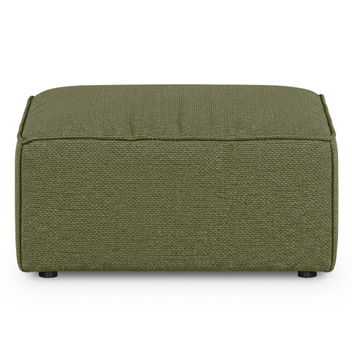 Pouf en tissu chenille vert olive - Harper