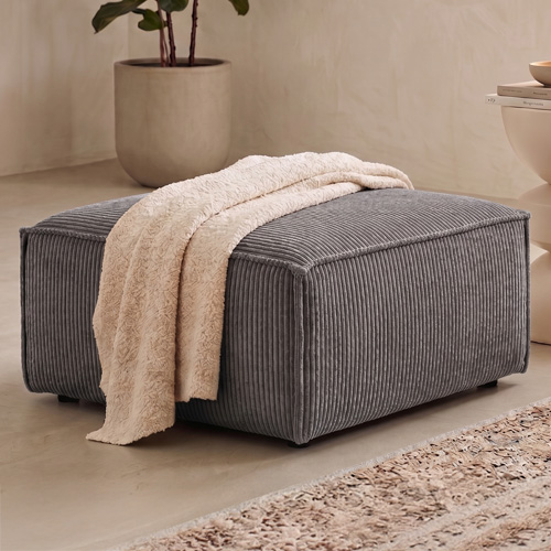 Pouf en velours côtelé gris anthracite - Harper