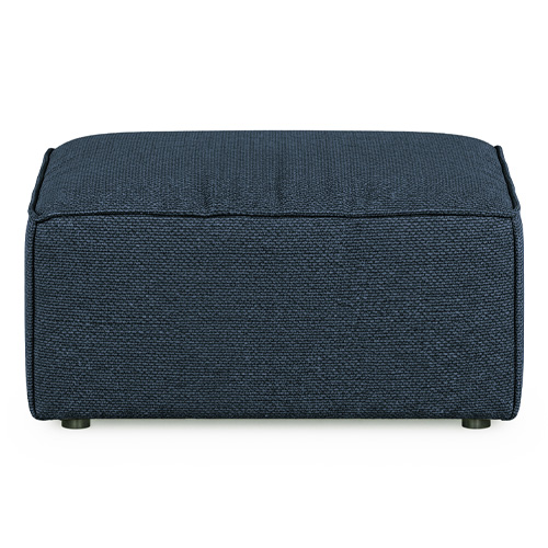Pouf en tissu chenille bleu foncé - Emma