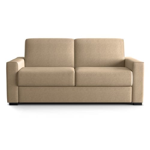 Canapé droit convertible 3 places en tissu chenille taupe - ouverture express - Anzio
