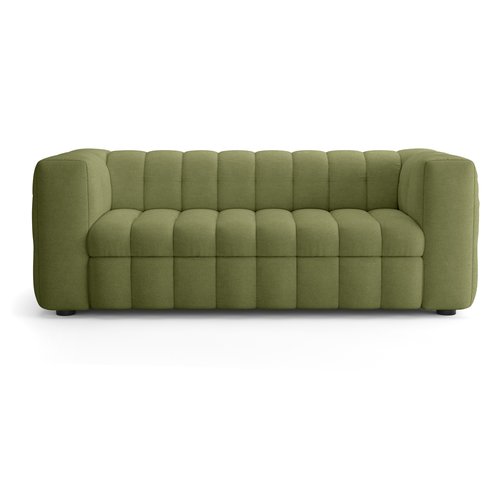 Canapé capitonné convertible 3 places en tissu chenille vert olive - ouverture express - Cester