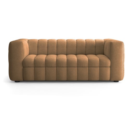Canapé capitonné convertible 3 places en tissu chenille moka - ouverture express - Cester