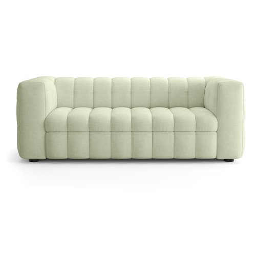 Canapé capitonné convertible 3 places en tissu chenille vert sauge - ouverture express - Cester