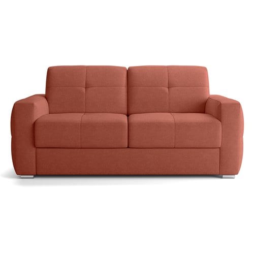 Canapé capitonné convertible 3 places en tissu chenille terracotta - ouverture express - Cassian