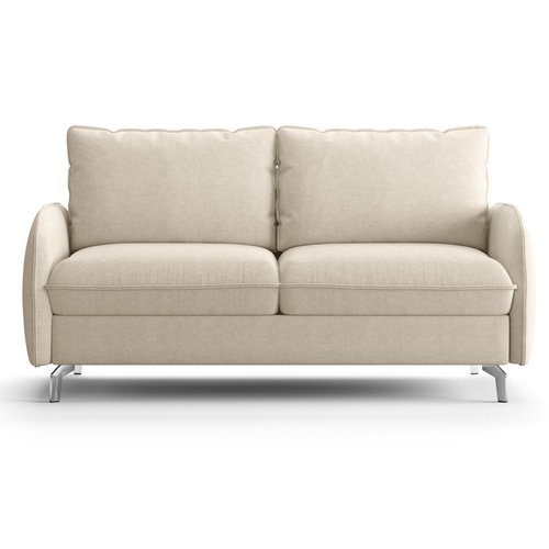 Canapé droit convertible 3 places en tissu chenille beige - ouverture express - Novoli