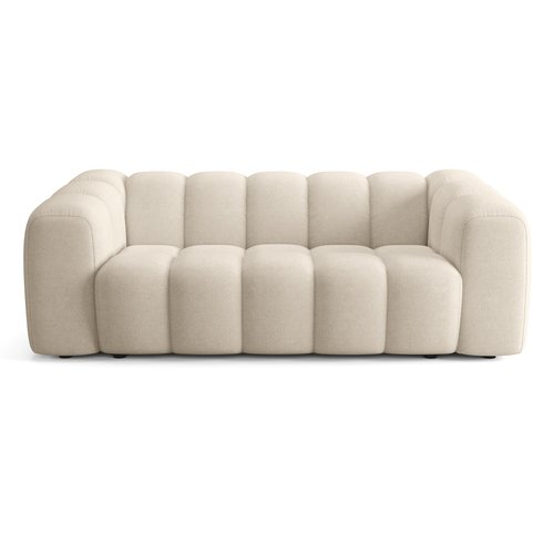 Canapé capitonné convertible 3 places en tissu chenille beige - ouverture express - Belleville