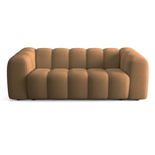 Canapé capitonné convertible 3 places en tissu chenille moka - ouverture express - Belleville