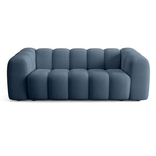 Canapé capitonné convertible 3 places en tissu chenille bleu foncé - ouverture express - Belleville
