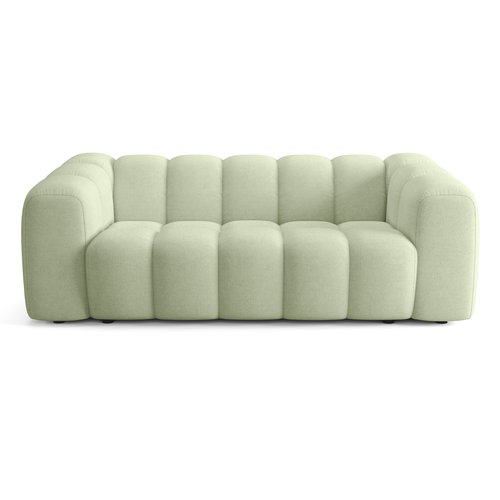Canapé capitonné 3 places en tissu chenille vert sauge - Belleville