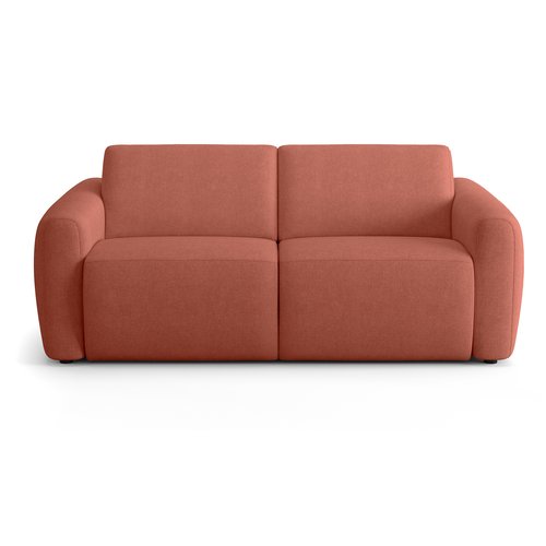 Canapé droit convertible 3 places en tissu chenille terracotta - ouverture express - Suzie