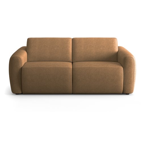 Canapé droit convertible 3 places en tissu chenille moka - ouverture express - Suzie