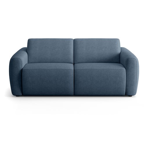 Canapé droit convertible 3 places en tissu chenille bleu foncé - ouverture express - Suzie