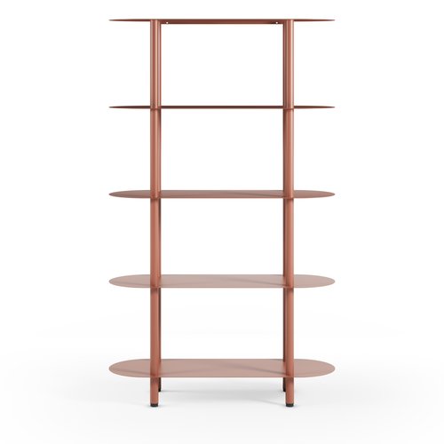 Etagère bibliothèque arrondie 5 niveaux en métal terracotta 90 cm - Ysia