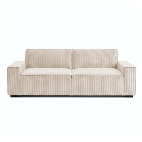 Canapé droit convertible 3 places en velours côtelé beige - Noma