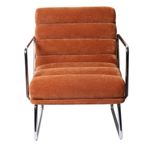 Fauteuil en tissu chenille terracotta - Vania