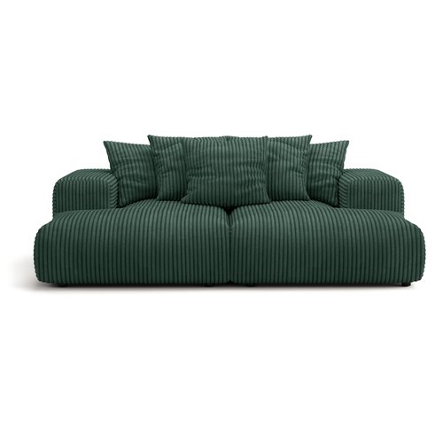 Canapé droit 3 places assise profonde en velours côtelé vert - Belvia