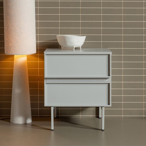 Table de chevet 2 tiroirs laquée sable 45 cm - Tours