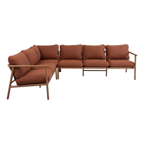Salon de jardin d'angle modulable 5/6 places en aluminium terracotta - Cavero