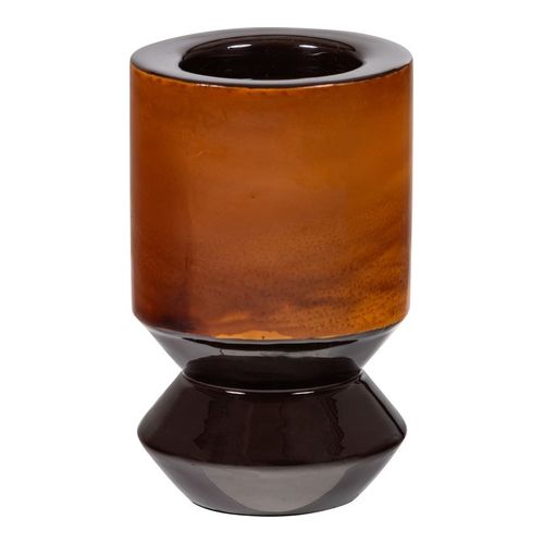 Bougeoir en métal ambré brun Ø12 cm - Kiva