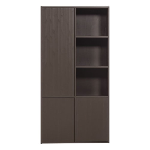 Buffet haut 3 portes - 3 niches à droite - en pin cannelé brun moyen 108 cm - Meggy