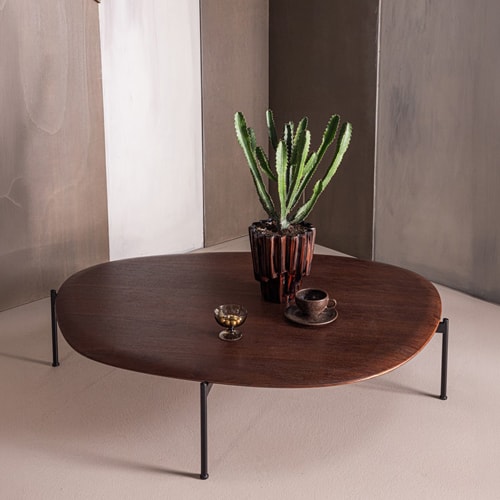 Table basse organique effet bois brun 121 cm - Kota